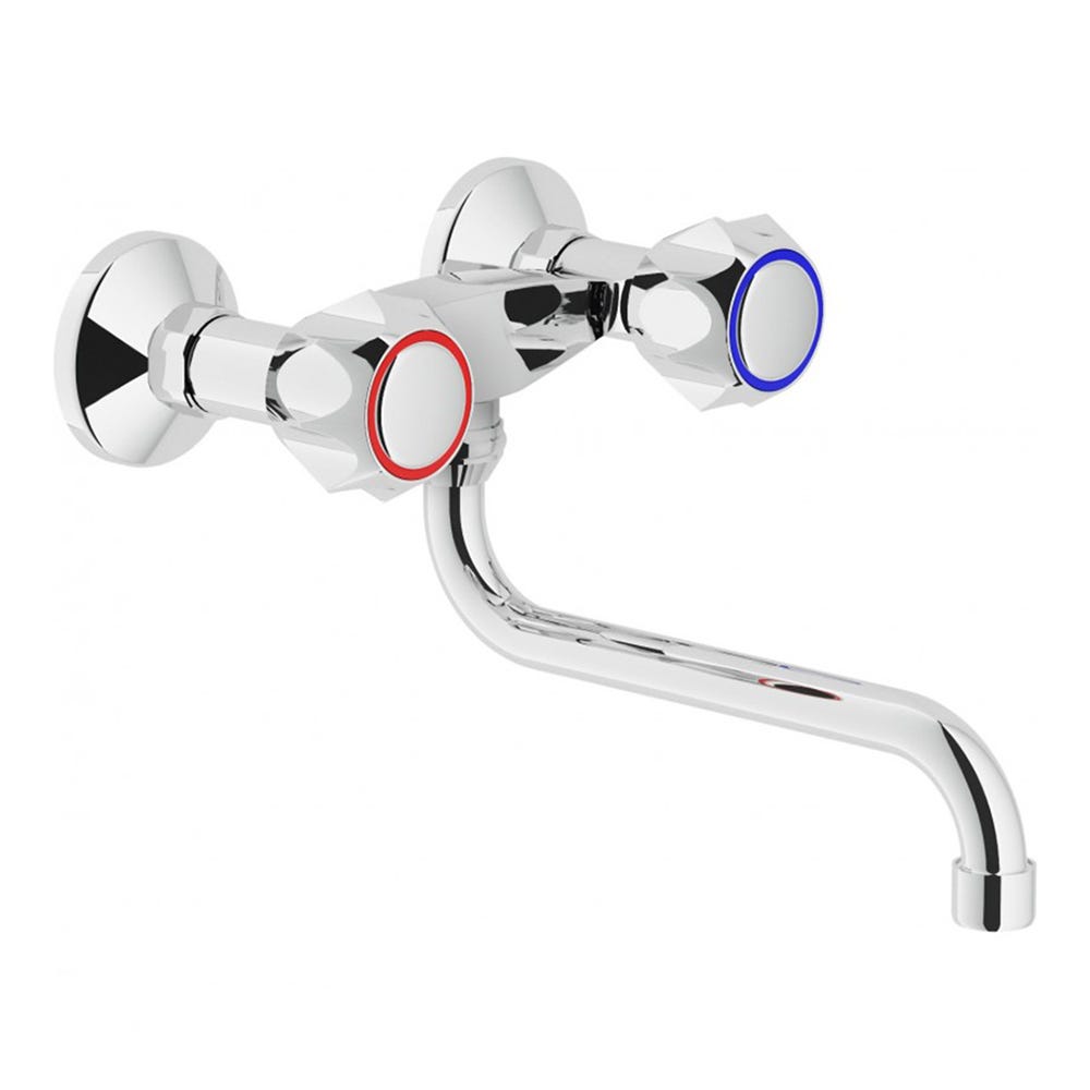 Rubinetto A Muro Inbagno Per Cucina E Lavanderia - Ottone Cromato, Canna A S Da 20cm, Attacco 1/2" - Foto 9