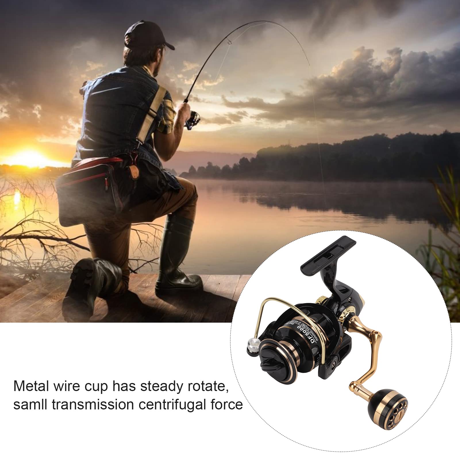 Mulinello 13+1BB 5.2:1 Attrezzo da pesca interamente in metallo ad alta velocità per la pesca sul ghiaccio con esca in acqua salata all'aperto (DF5000 - 3