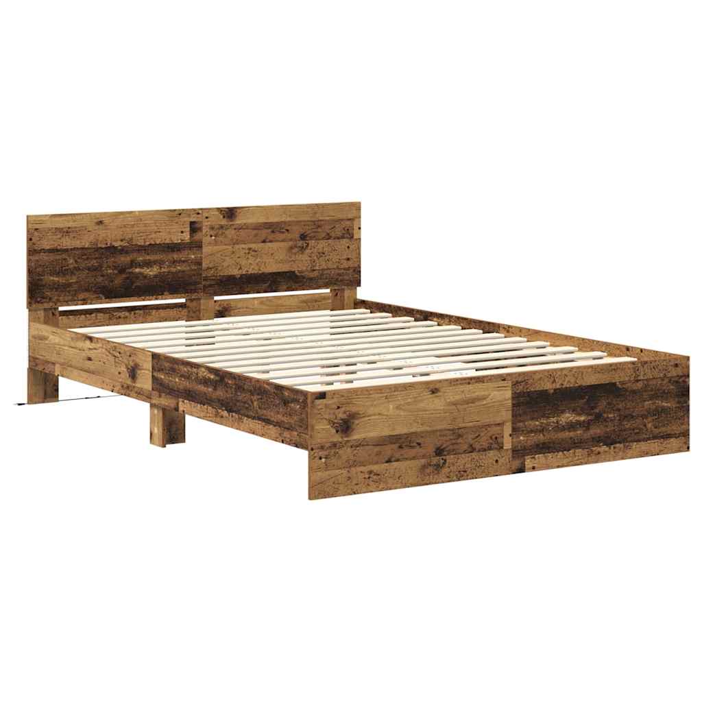 Cadre de lit en panneau de bois bois ancien pour la chambre, 150 × 200 cm - 5