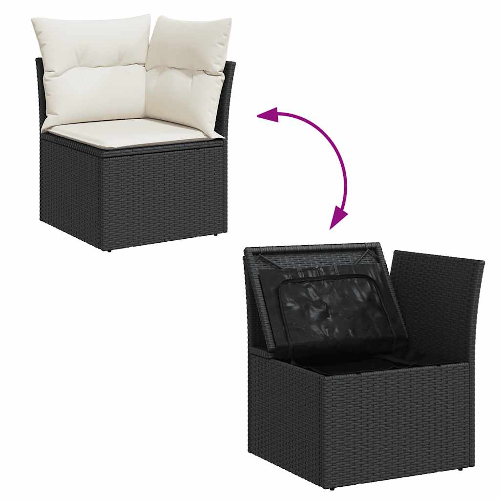 Conjunto de móveis de jardim de 5 peças e almofadas de vime sintético preto - COMFORTXL - 8