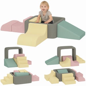 Sunny Davi Parcours Motricité Bébé – Blocs Mousse EPE Pliables – Tapis, Tente Ou Bateau – Dès 12 Mois – Couleur Beige Naturel