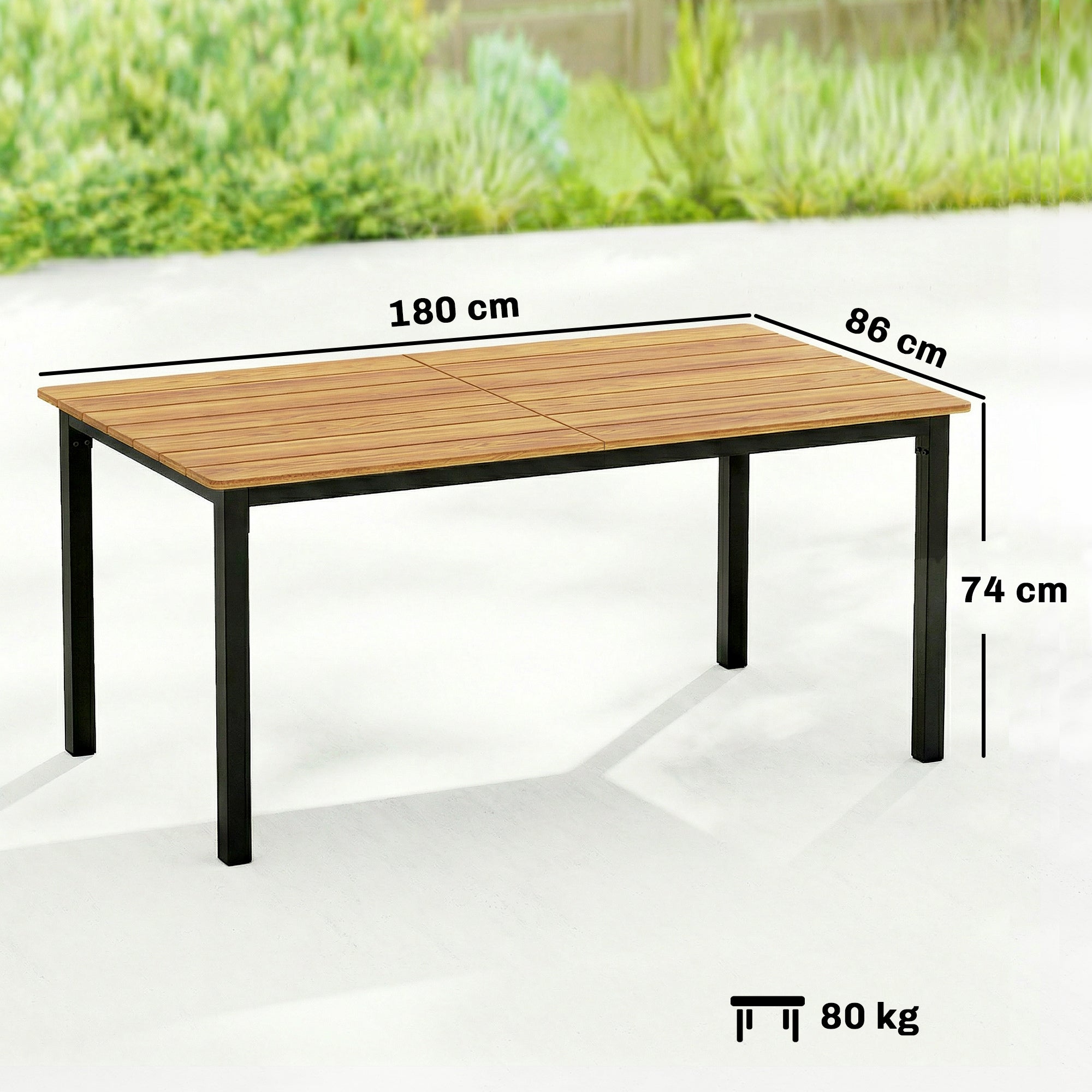 Table jardin rectangulaire 6-8 personnes dimensions 180x86cm - 5