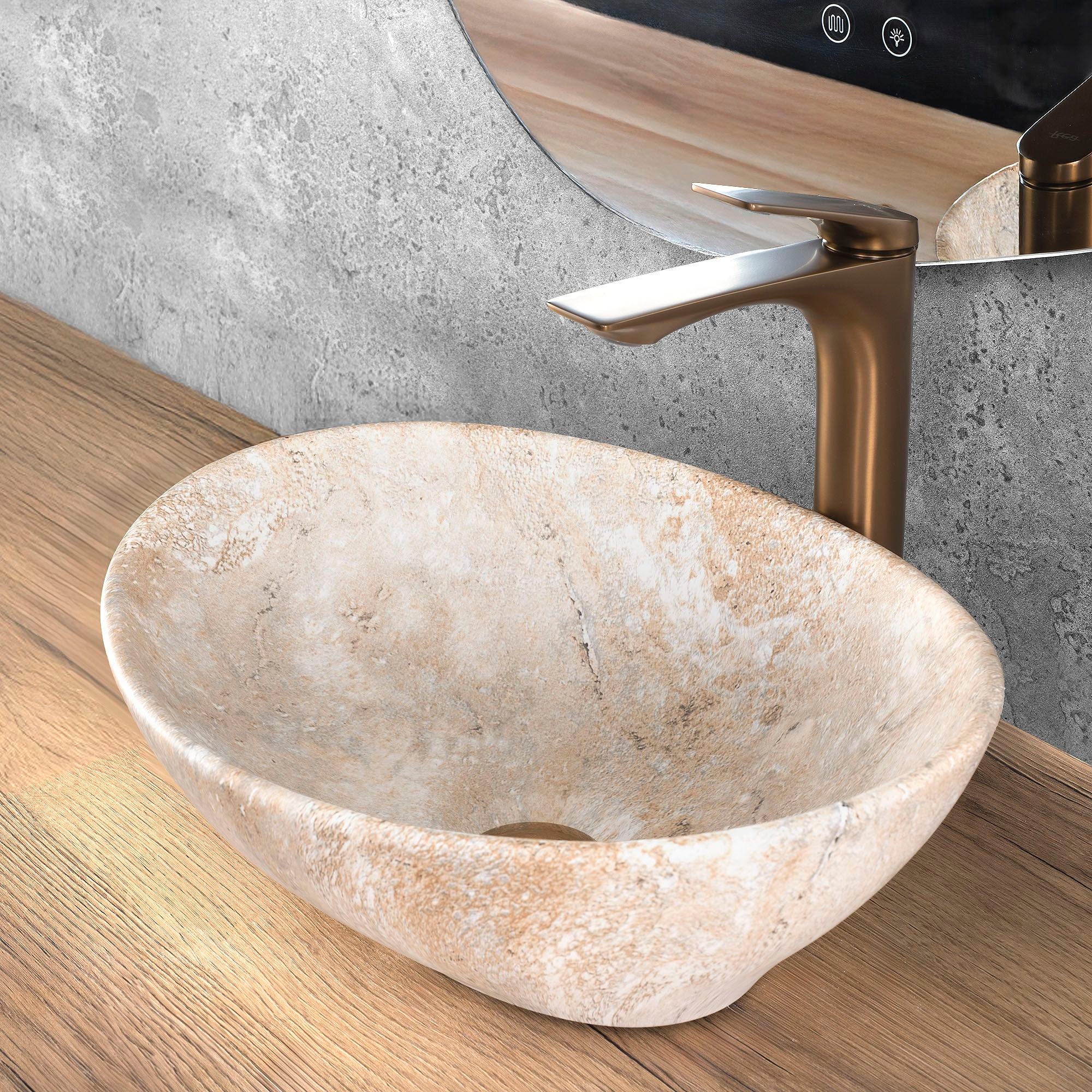VASQUE À POSER REA SOFIA SAVANA OVAL BEIGE 41X34,5X11CM - 3