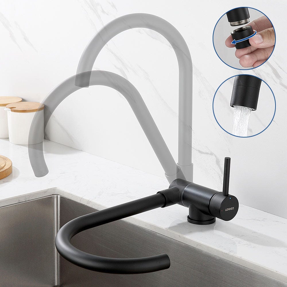 Lonheo Max Grifo de cocina plegable bajo ventana, grifo de