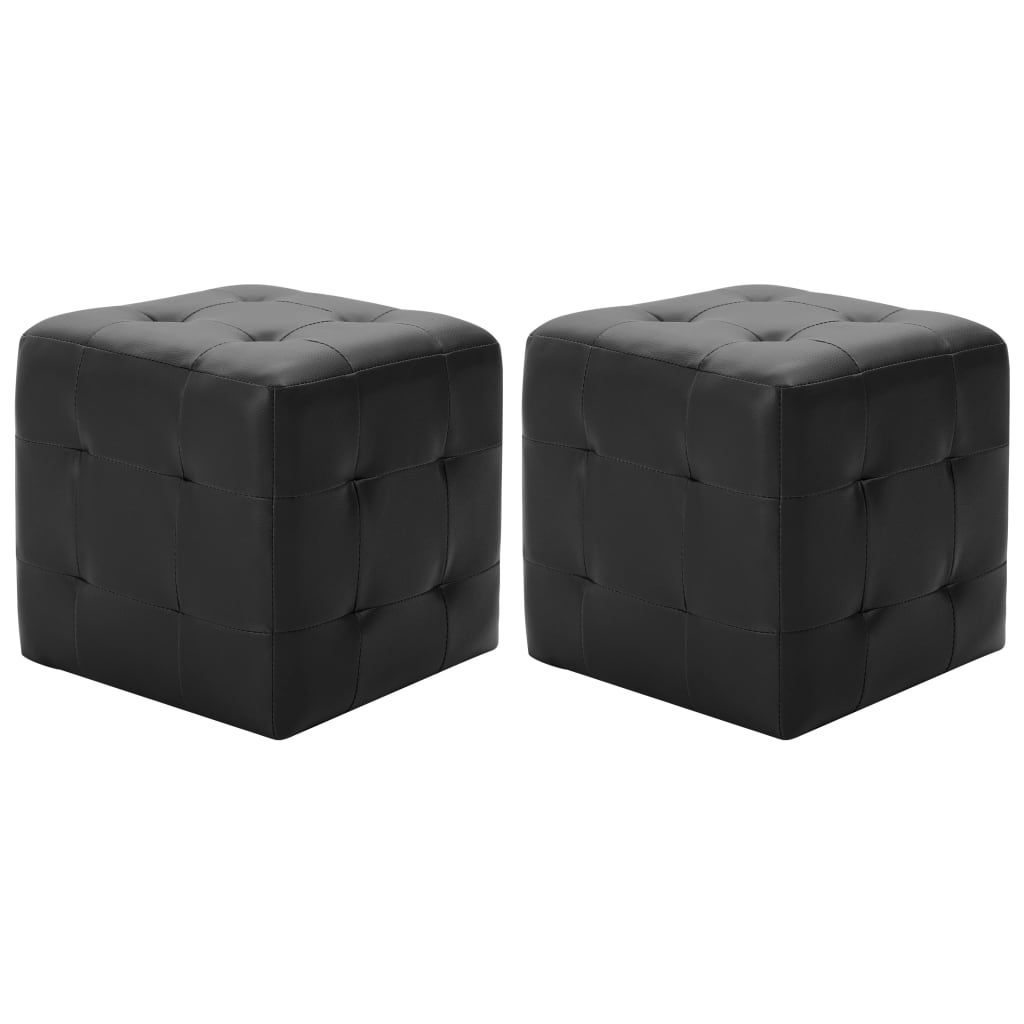 Maison exclusive - puf 2 unidades cuero sintético negro 30x30x30 cm