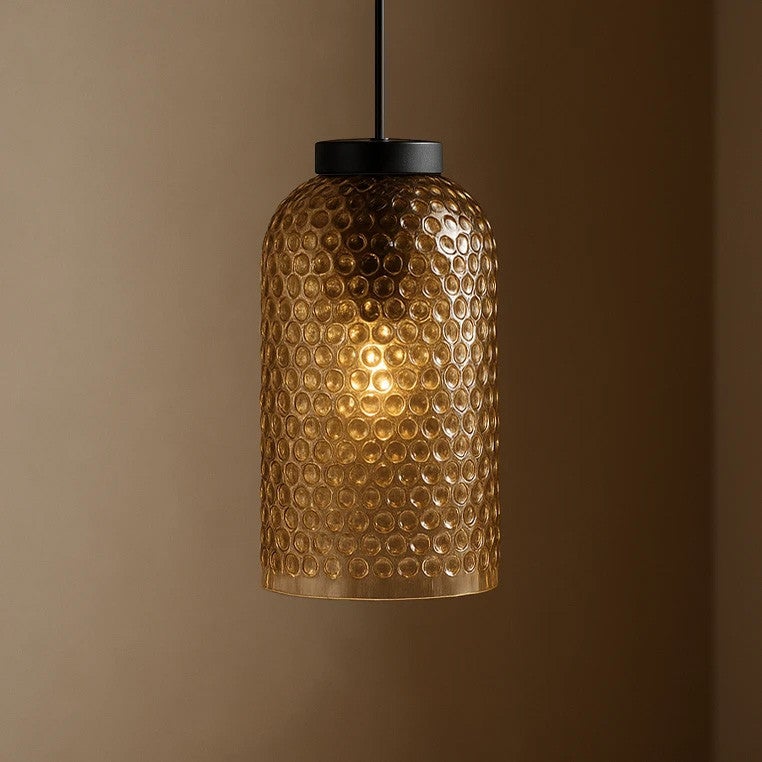 Lampa wisząca CAPRI bursztynowo-czarna 1xE27x20W szkło wym:97x14x14cm IP20 Kaja