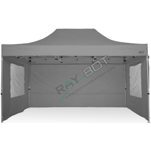 Gazebo Pieghevole 3x4,5 RAY BOT Grigio Professionale Con Laterali e Finestre . Tessuto Impermeabile Da 350g/m in PVC. Gazebo Rapido