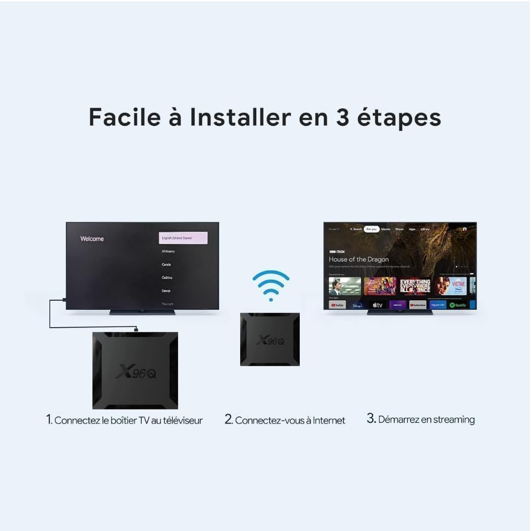 X96Q Android TV Box 2GB/16GB, Allwinner H313 Quad-Core, 4K HD, WiFi, Chromecast Built-in, HDMI 2.5, Lecteur Multimédia - 3