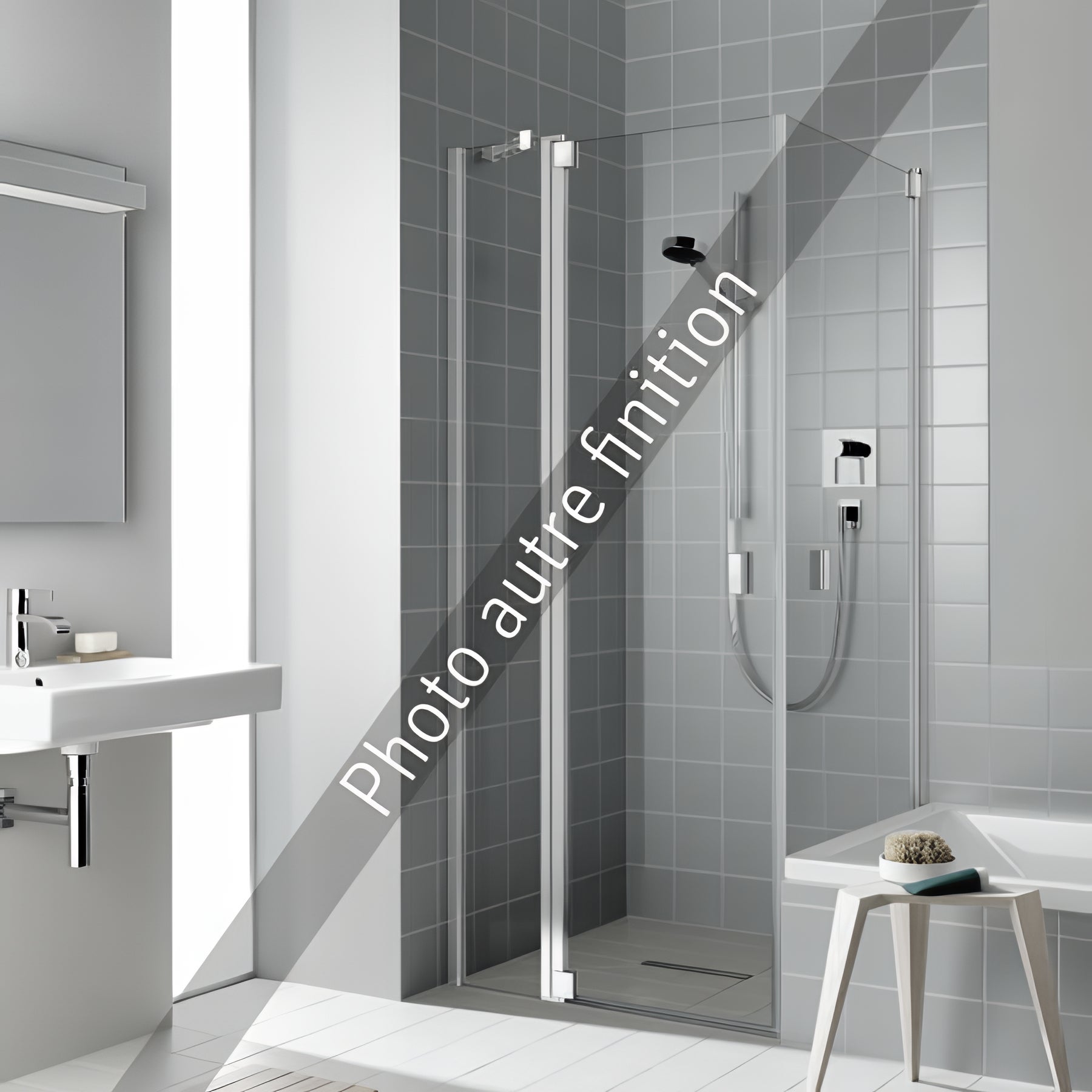 Paroi de douche pivotante largeur 78cm hauteur 200 cm argent finition ...