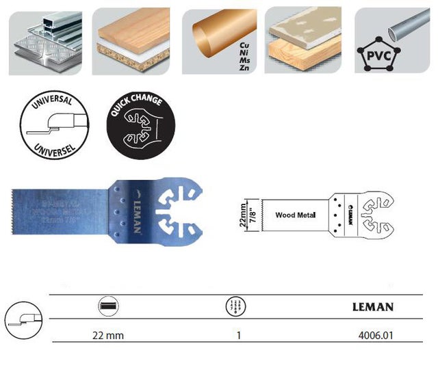 Lame de Scie Plongeante Bi-Metal 22x48mm Leman