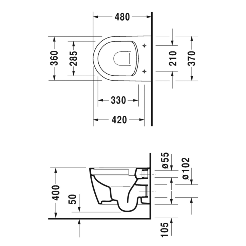 Pack WC suspendu sans bride compact DURAVIT Me by Starck + bâti support GROHE Rapid SL Projet + abattant + plaque blanc - 4