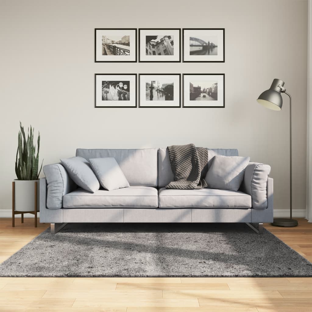 Dywan HUARTE z krótkim włosiem, antracytowy, 160x160 cm vidaXL