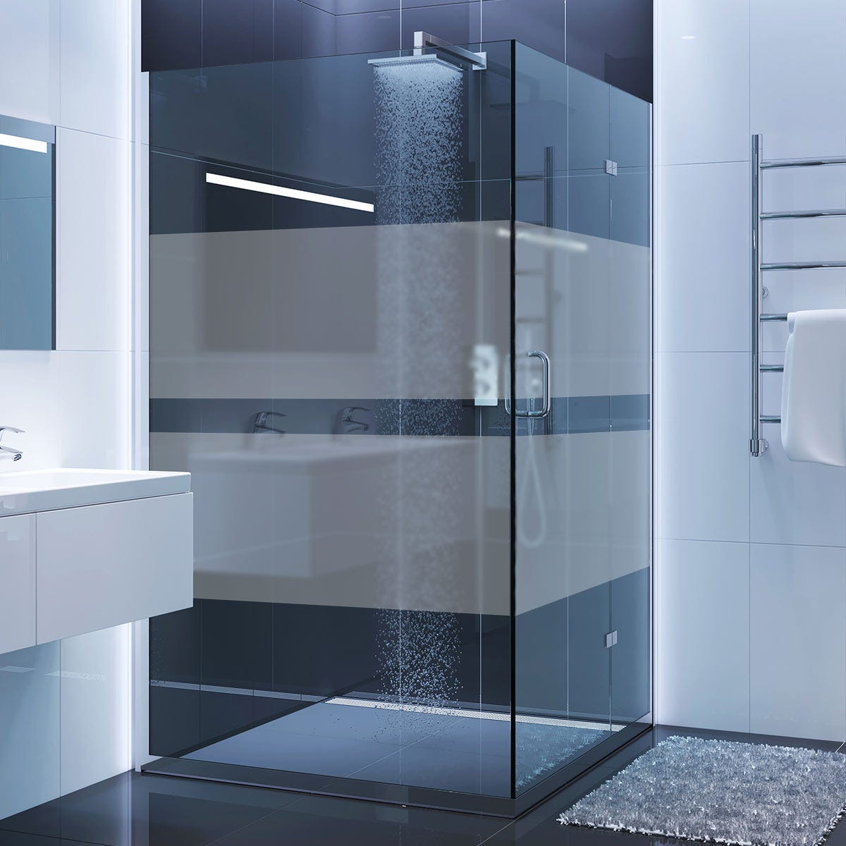 Command Porta Accessori Da Doccia Adesivo In Nero Opaco - 1 Supporto, 4 Strisce Adesive - Accessori Salvaspazio Senza Forare Il Muro, Tenuta 3kg