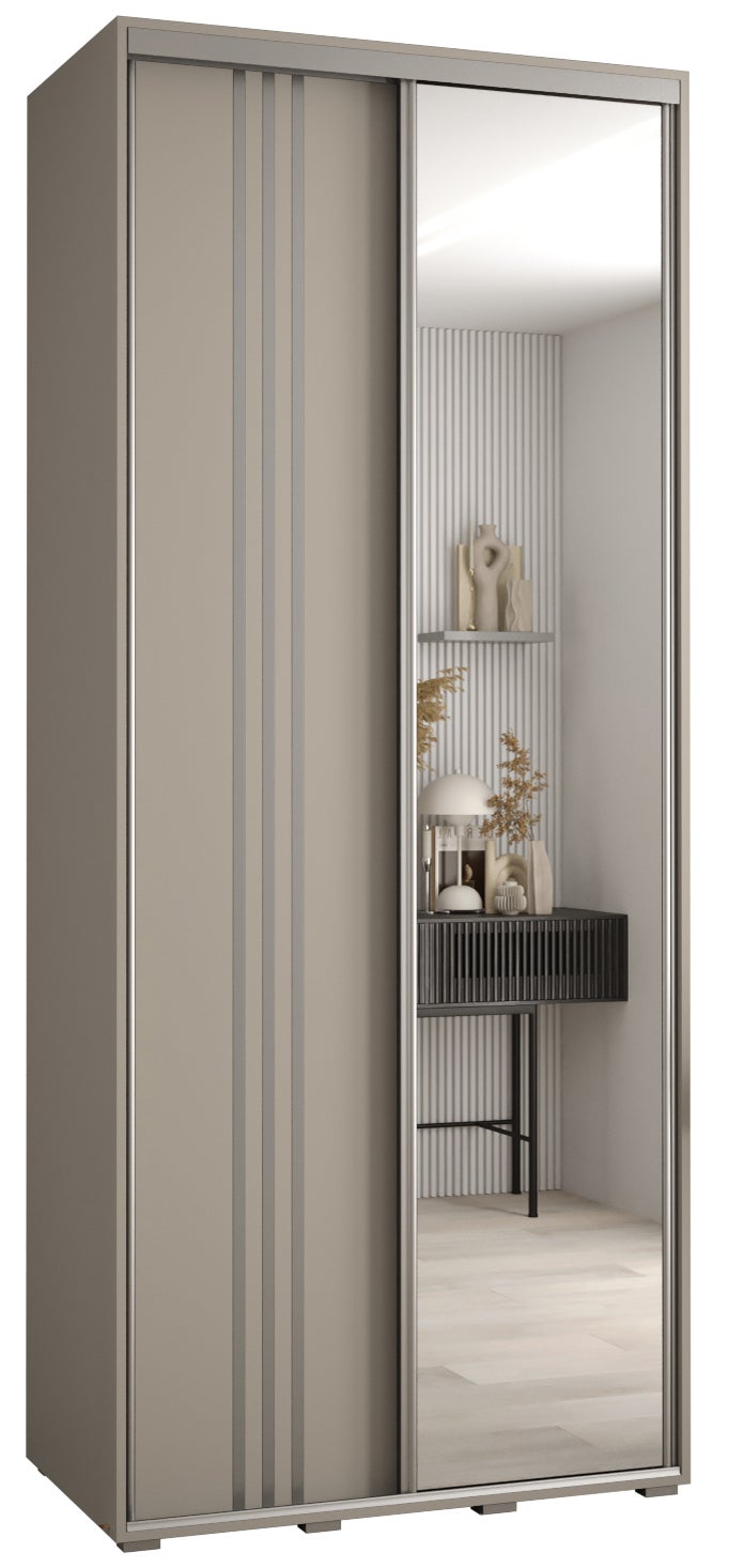 Szafa przesuwna z lustrem wysoka Dakota 7 110 x 45 x 235,2 cm kaszmir + u. Srebrny - Abiks Meble