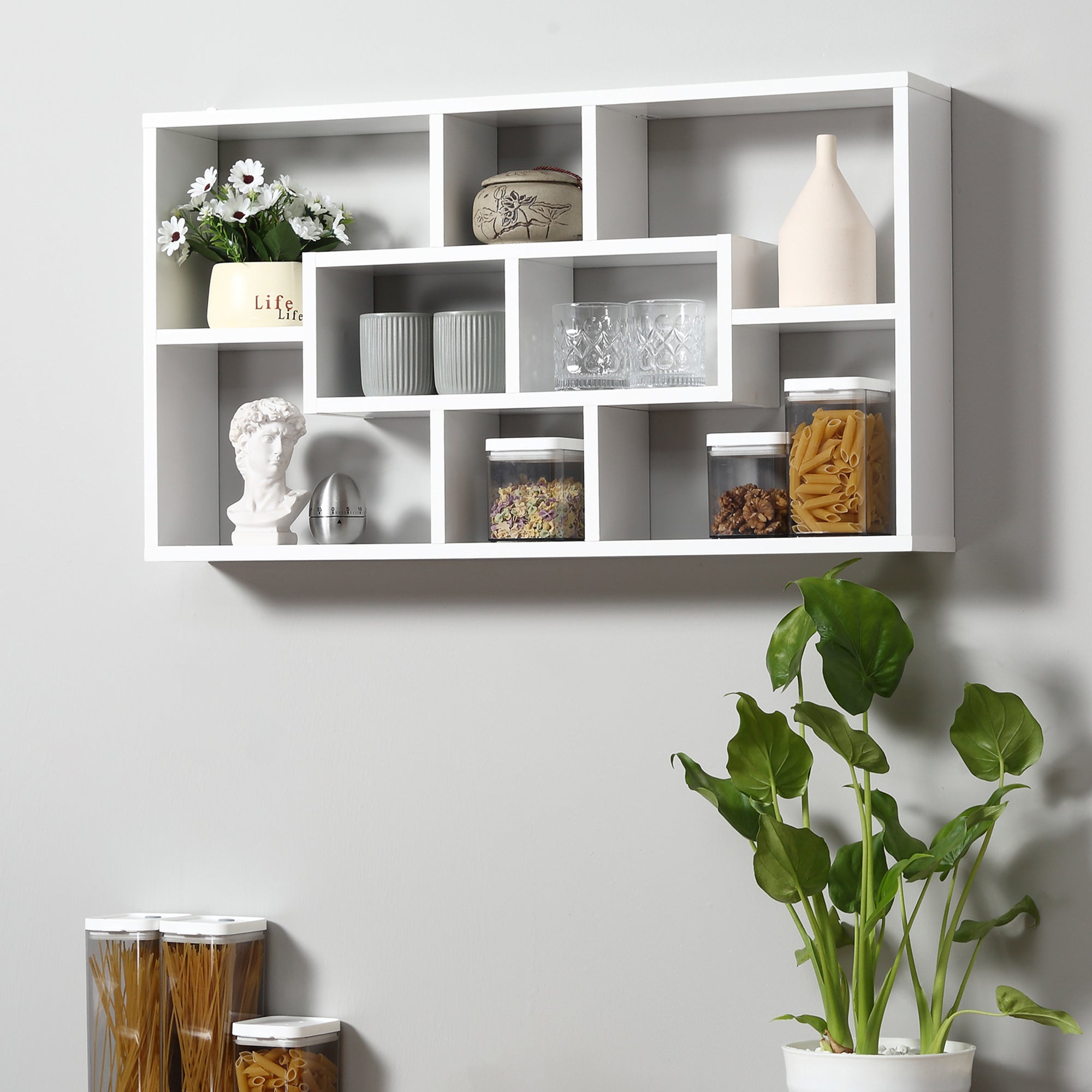 Étagère murale bibliothèque 8 cubes métal blanc | Leroy Merlin