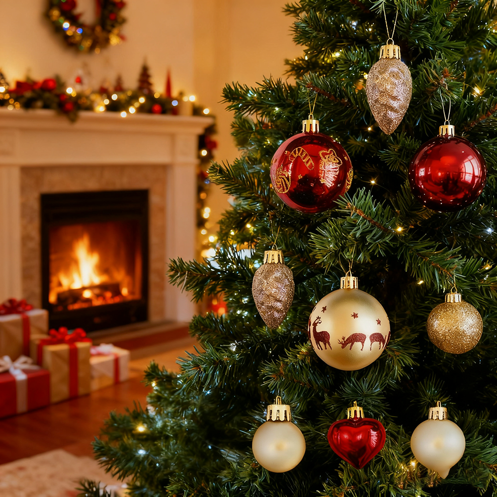 40 peças de enfeites para árvores de Natal, Conjunto de enfeites de bolas de Natal, bolas de Natal penduradas, decorações de Natal, presente de Natal - 4