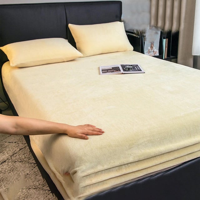 Flannel Sheets Queen 3-Piece Plush Fleece Sheet Bed Sets, Flat Sheet and Pillowcase, Luxury Bed Sheets for Women & Men, Easy-Fit, Soft & Wrinkle Free