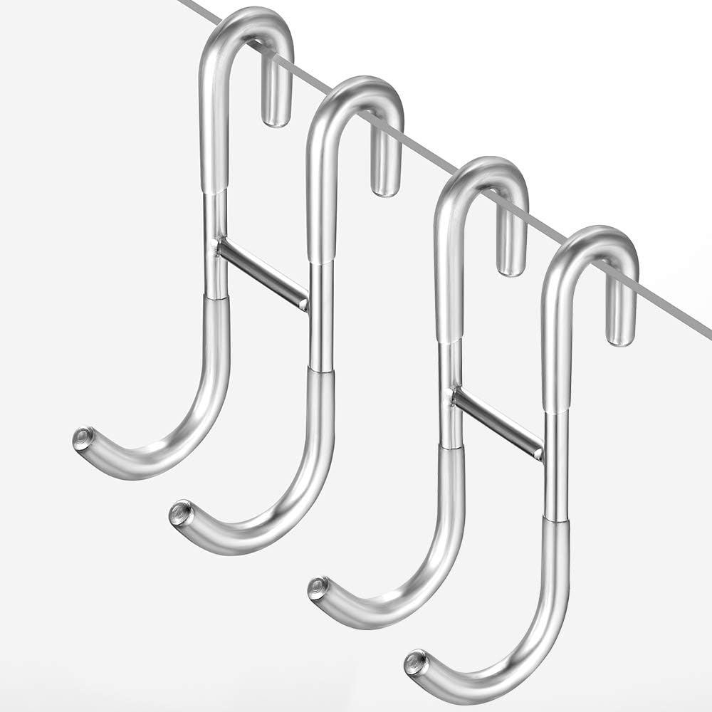 Dwuczęściowy hak prysznicowy, hak bez wiercenia, hak prysznicowy parasolowy, wielofunkcyjny hak ze stali nierdzewnej w kształcie litery S, podwójny h