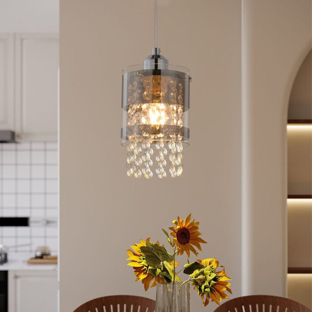 NETTLIFE Lampada a sospensione in vetro trasparente max. Tavolo da pranzo moderno 40w E27 Max Diam.150CM 1 lampadina design in cristallo per