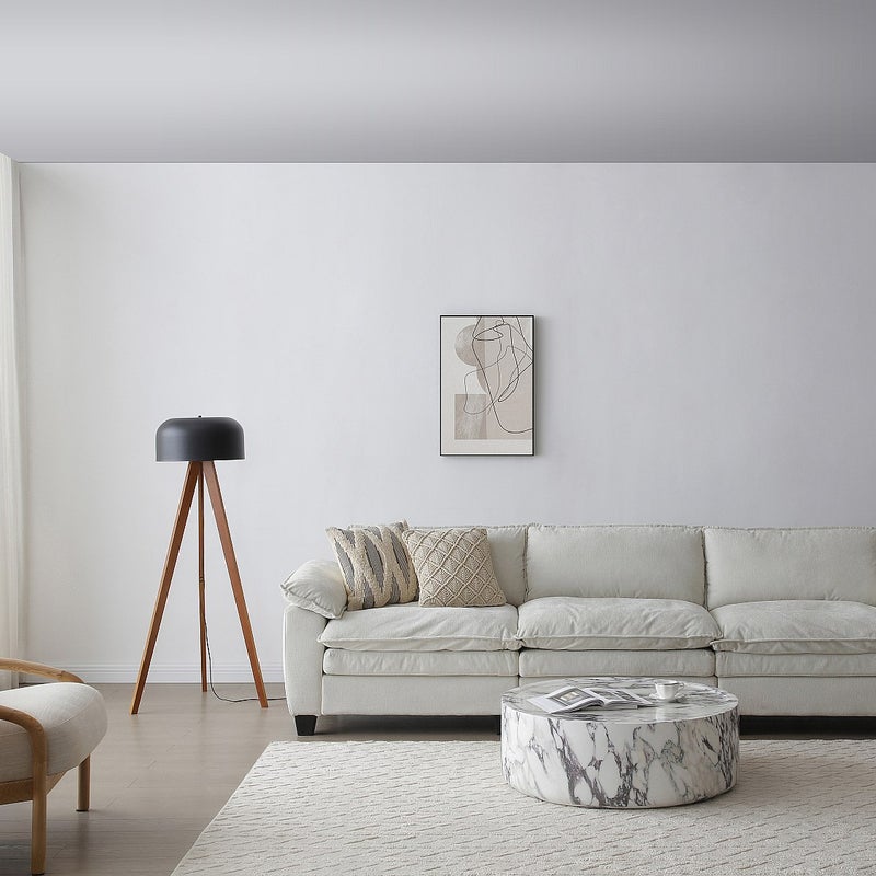Lampa trójnóg z drewna hebanowego i metalu śr. 42 x wys. 145 cm - Naturalny i czarny - PAVICO