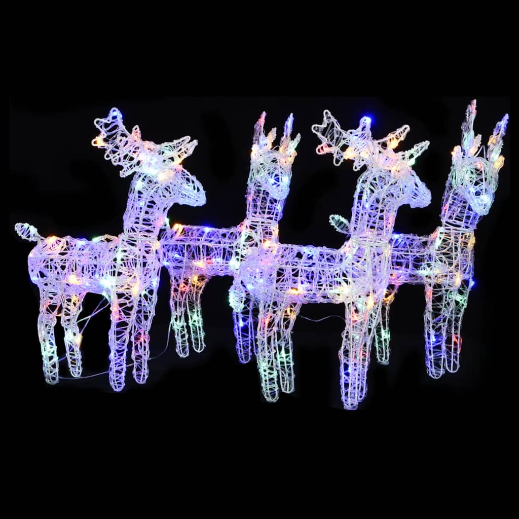 VidaXL Famiglia Di Renne Luminose Natalizie In Acrilico - 3 Pezzi, 300 LED Blu, 8 Modalità, Cavo 5m, Impermeabili - Decorazione Interni/Esterni - 5