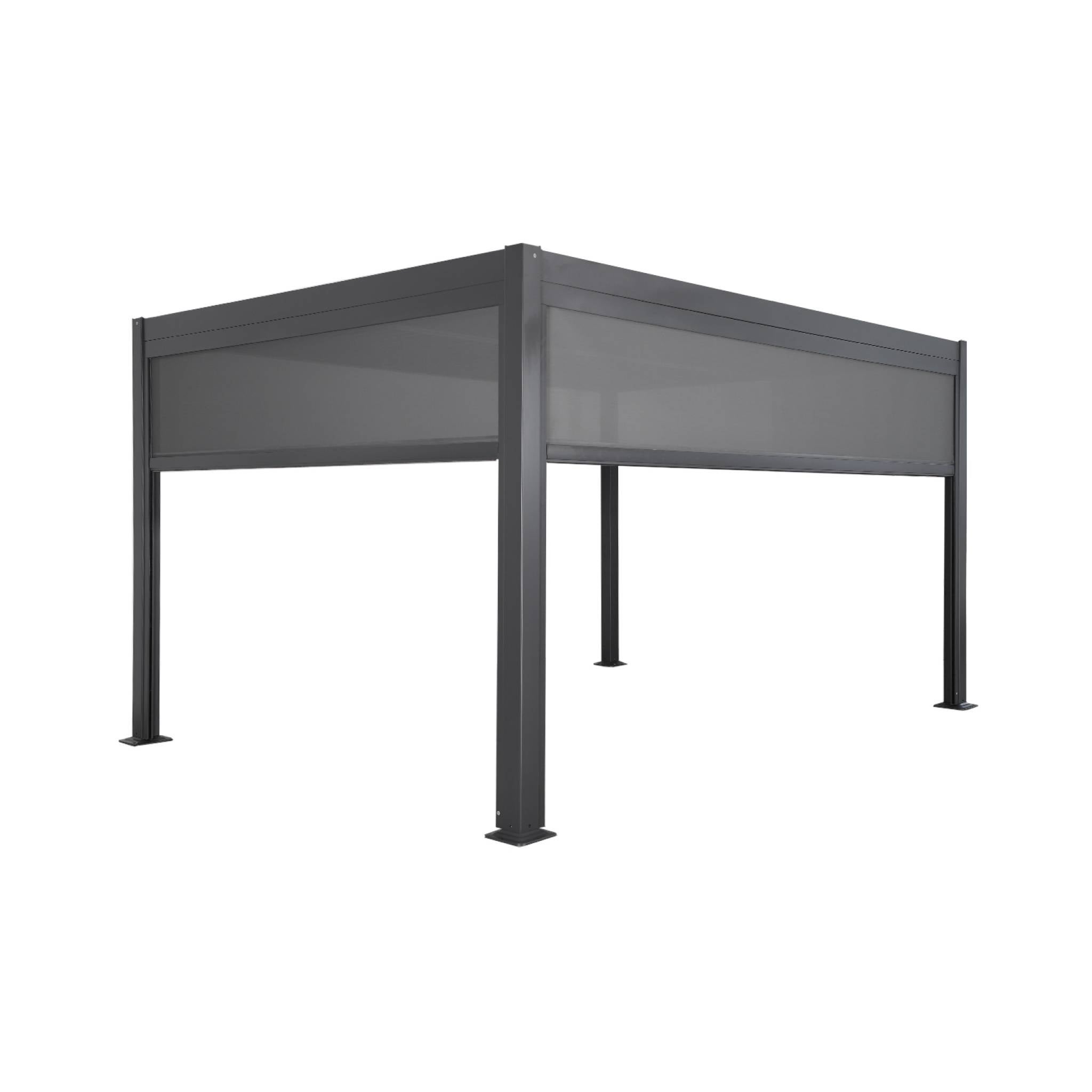 Pergola bioclimatica 3x4m in alluminio + tenda da 3m + tenda da 4m, Antracite - 2