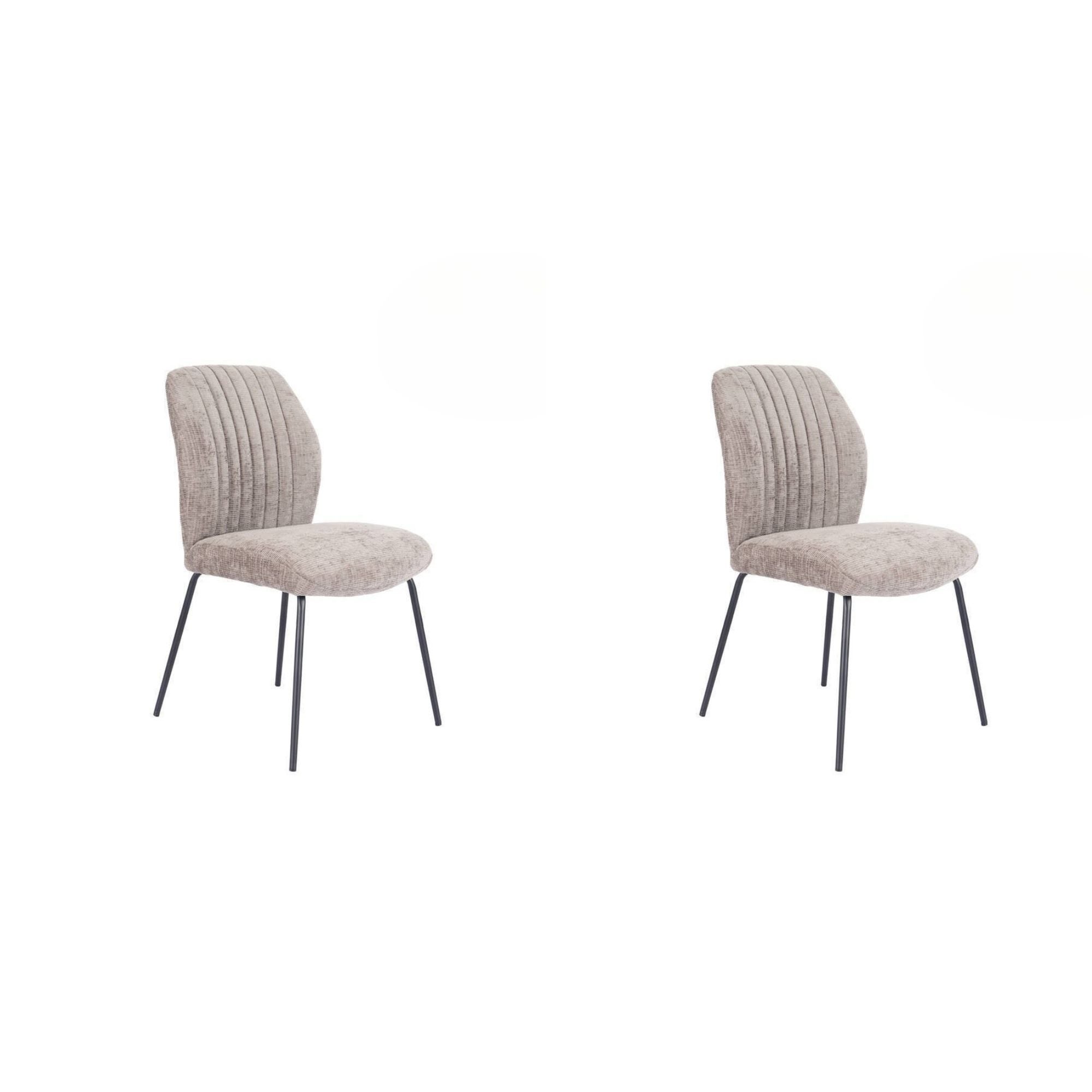 Pakiet 2 krzeseł tapicerowanych kamienną tkaniną z czarnymi nogami, ergonomicznym siedzeniem i oparciem, wymiary 61x47x89 cm