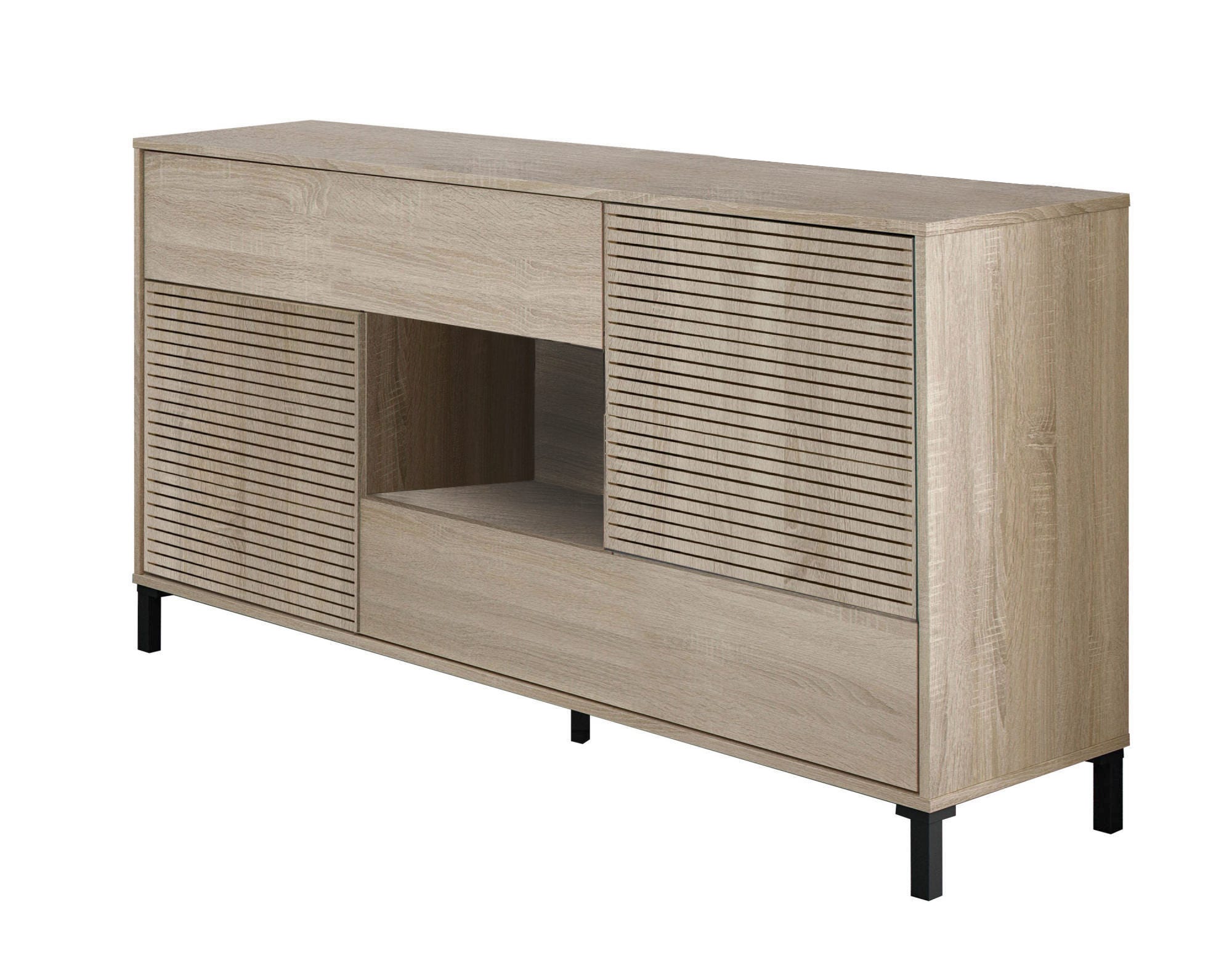 Moimhear Credenza Per Soggiorno, Cassettiera Con 4 Ante, Maniglie Moimhear Credenza Per Soggiorno, Cassettiera Con 4 Ante, Maniglie