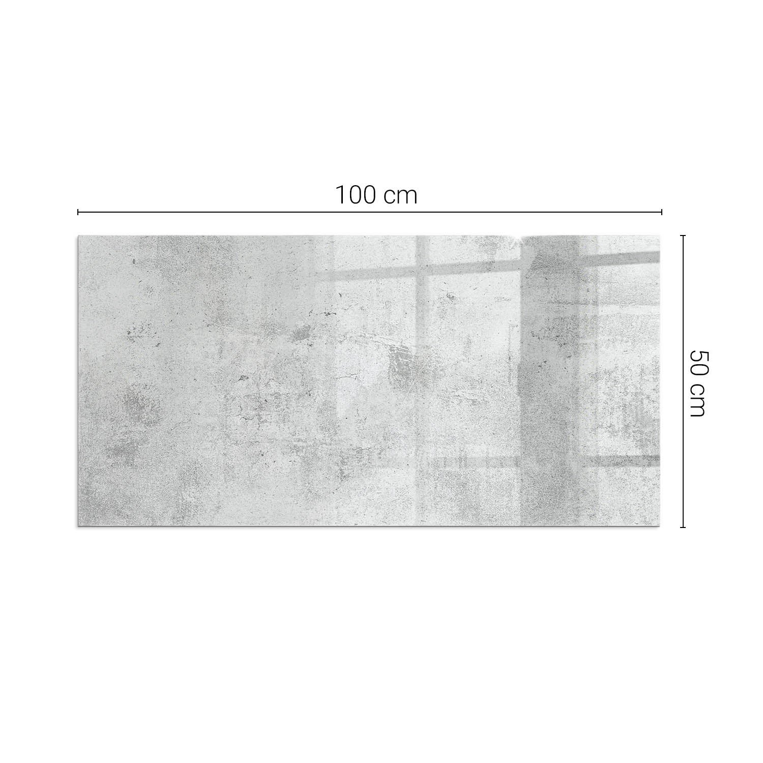Prostokątna płyta szklana ochronna pod piecyk, kominek - 100x50 cm - Tekstura surowego betonu - TULUP - 2
