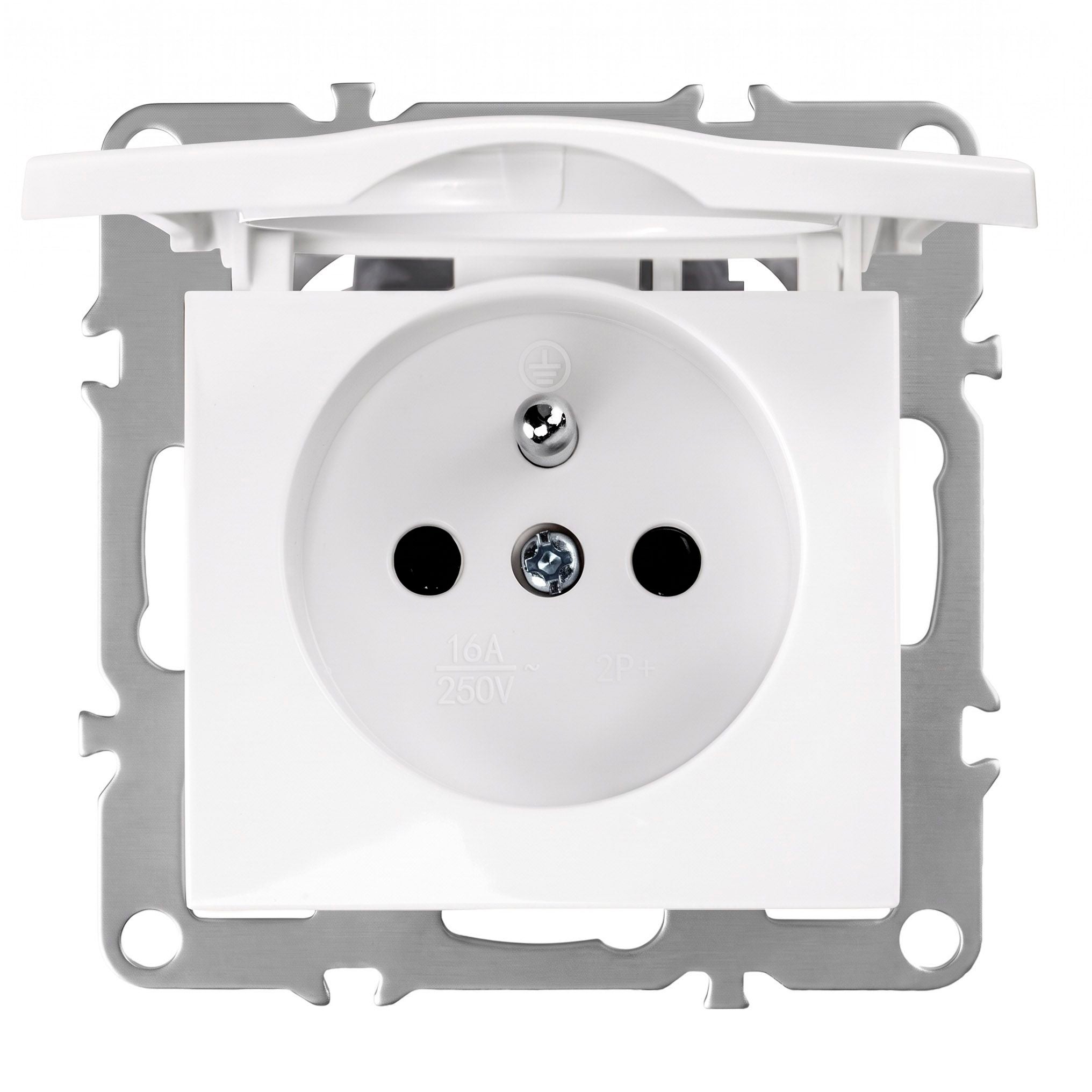 Toolight Priză Simplă Cu Împământare Și Clapetă Oste Jnh005-g White