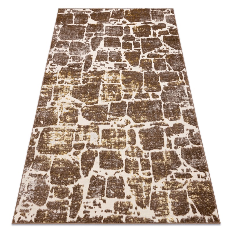 Dywan MEFE nowoczesny 6184 Kostka brukowa cegła - Strukturalny, dwa poziomy runa ciemny beż 140x190 cm