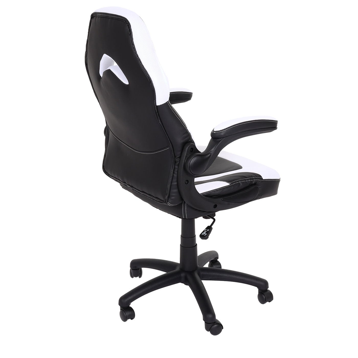 Poltrona sedia da ufficio ergonomica regolabile girevole HWC-K13 ecopelle nero bianco - 5