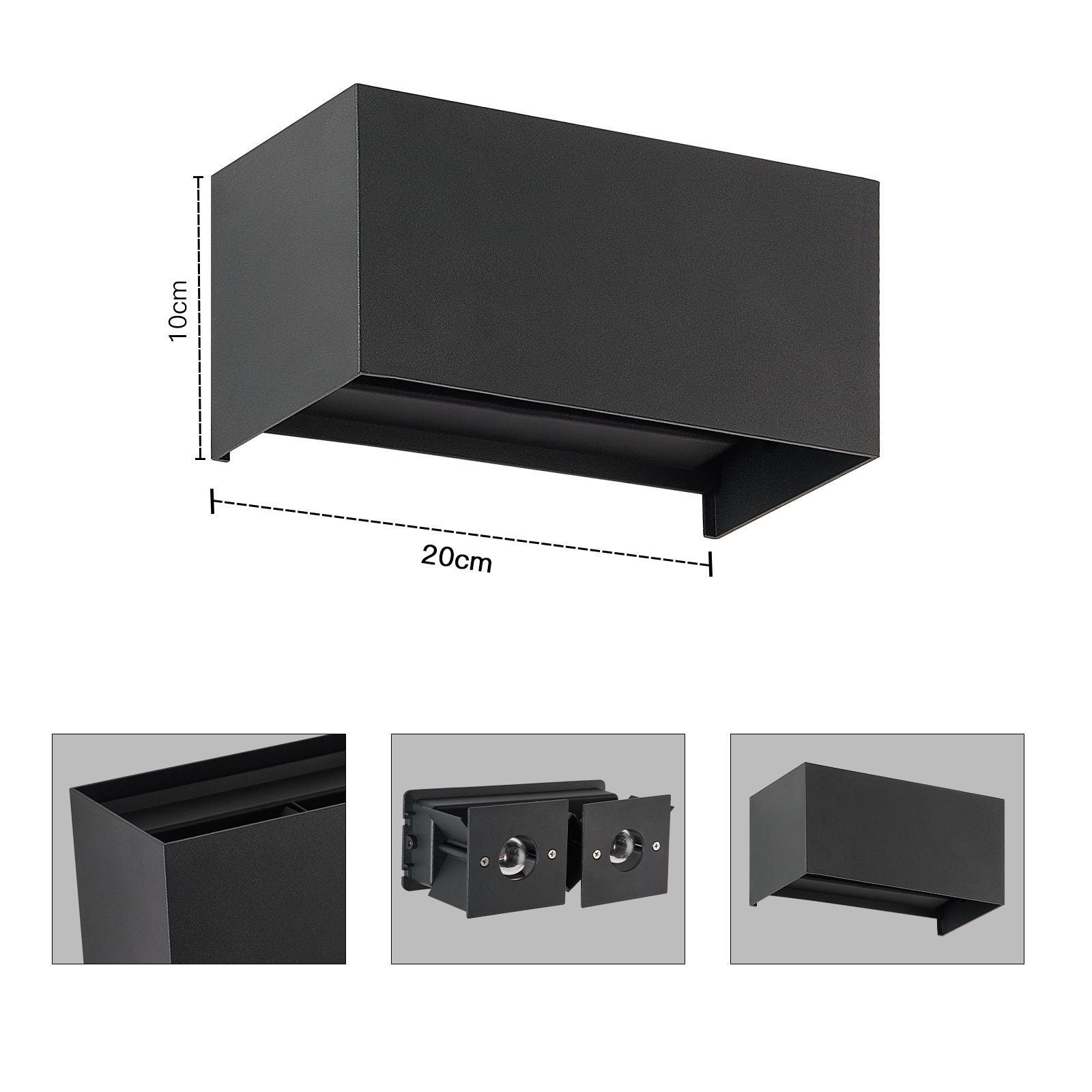 NETTLIFE Candeeiro de parede LED Preta IP65 Ajustável G9 Interior e Exterior Branco Quente - 5