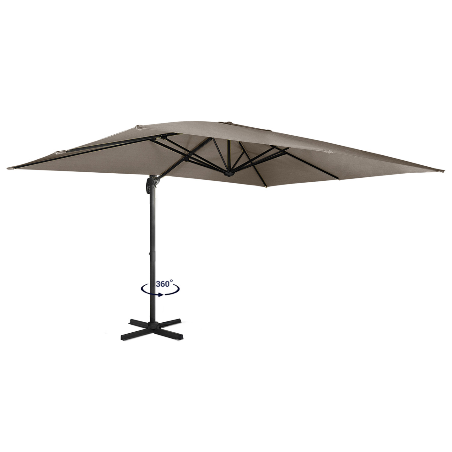 Parasol déporté inclinable rotatif 360 CALVI taupe 3x4 M avec housse - 2
