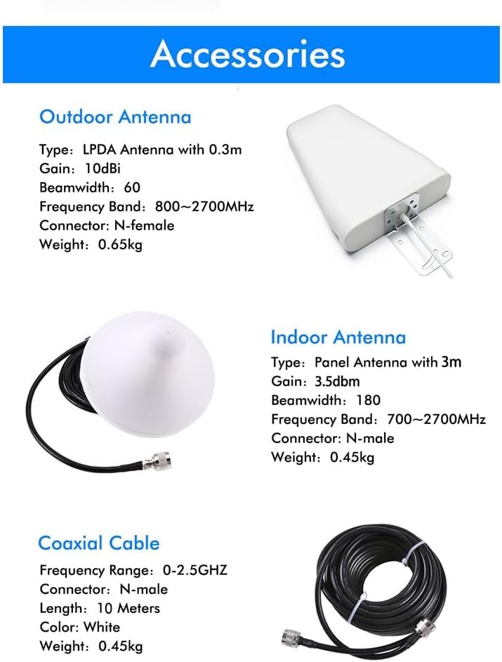 Amplificateur de signal tribande pour 2G, 3G, 4G, 5G, 900, 1800, 2100 MHz, GSM, WCDMA et LTE, répéteur de signal universel (prise UE) - 3