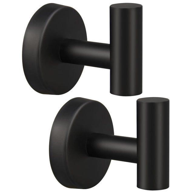 Paquete de 2 ganchos para toallas, ganchos de baño de acero inoxidable para toallas, ganchos de pared resistentes