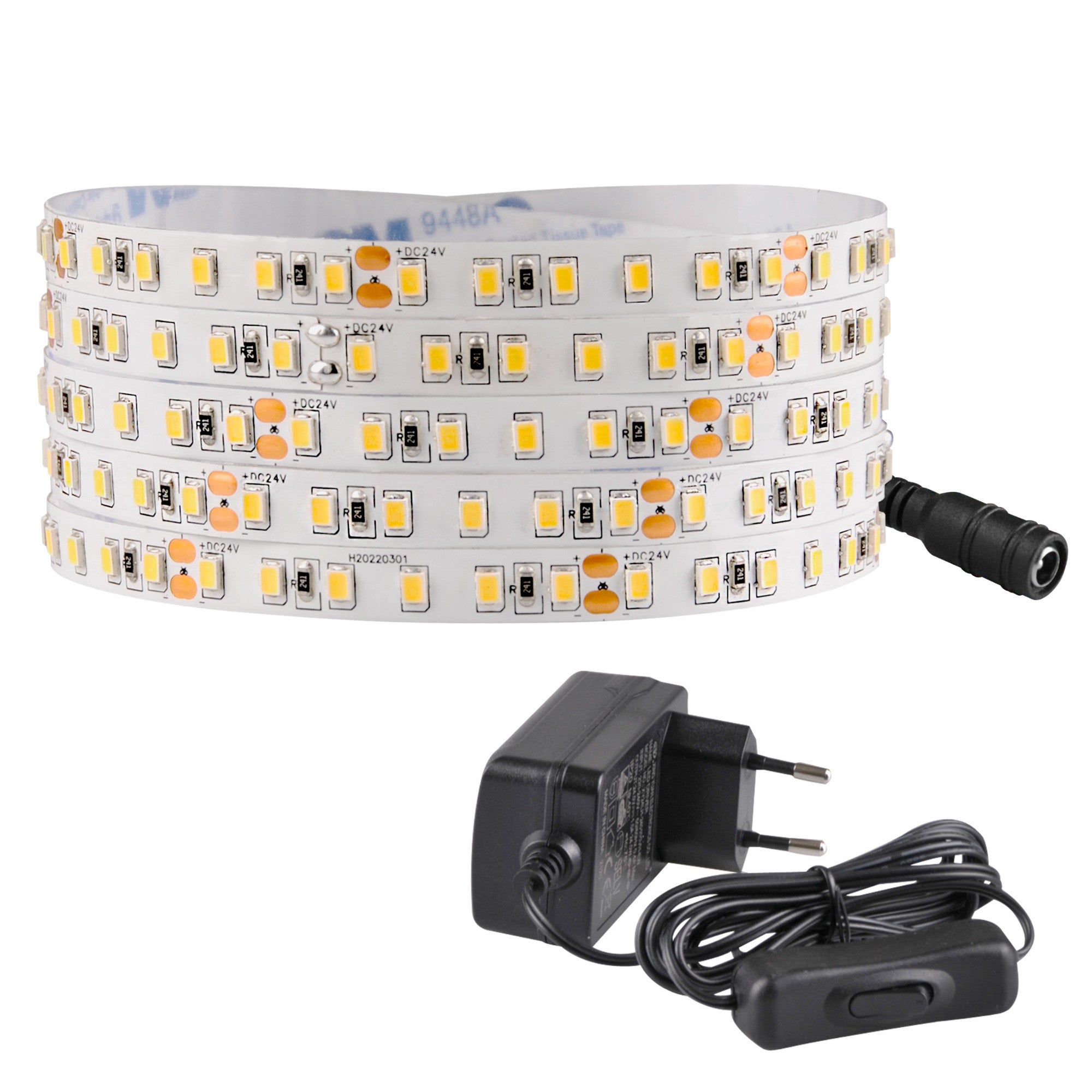 Zestaw taśma LED 24V 3m IP20 4000K zasilacz, włącznik ON/OFF Polux