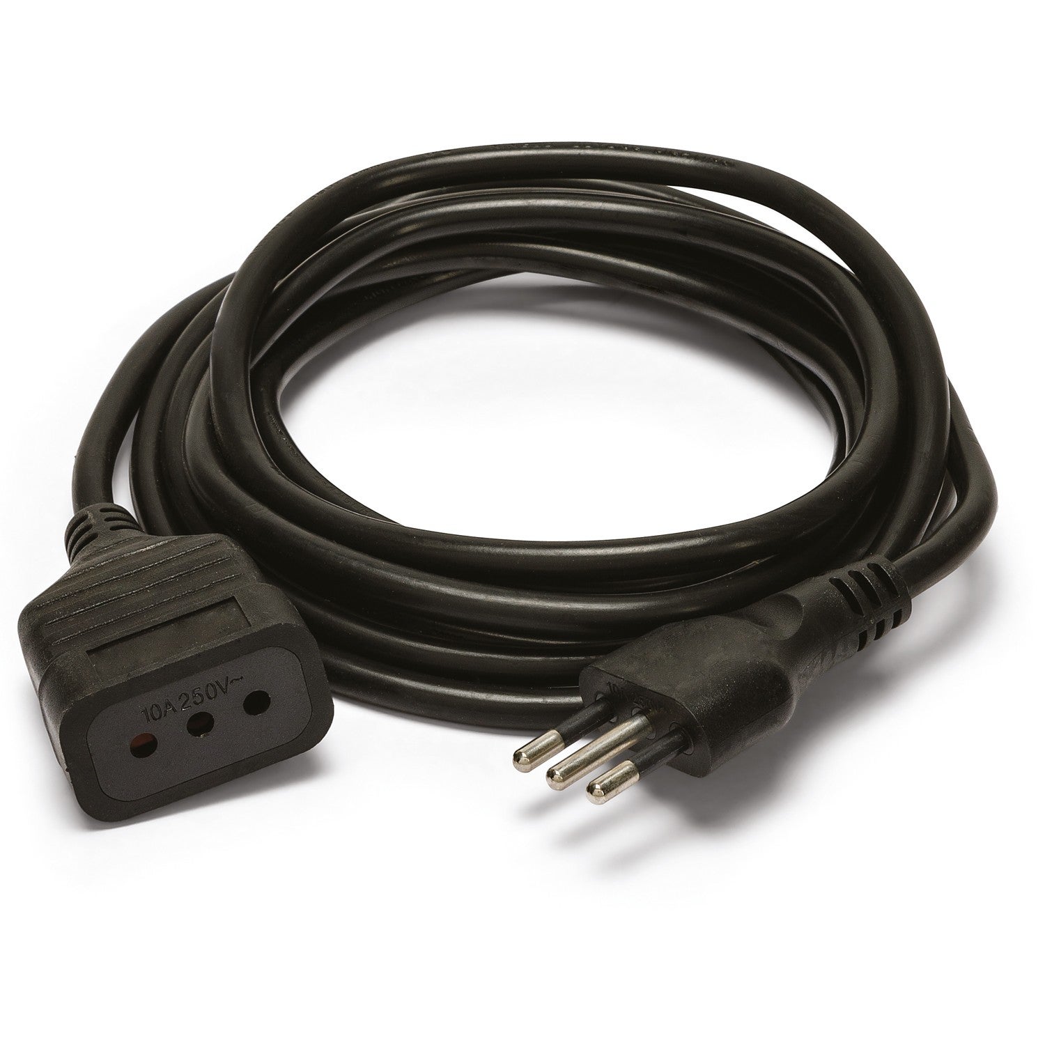 Rallonge italienne 5 m. Fiche et prise 10A, Cable 3g0,75 mm - 3