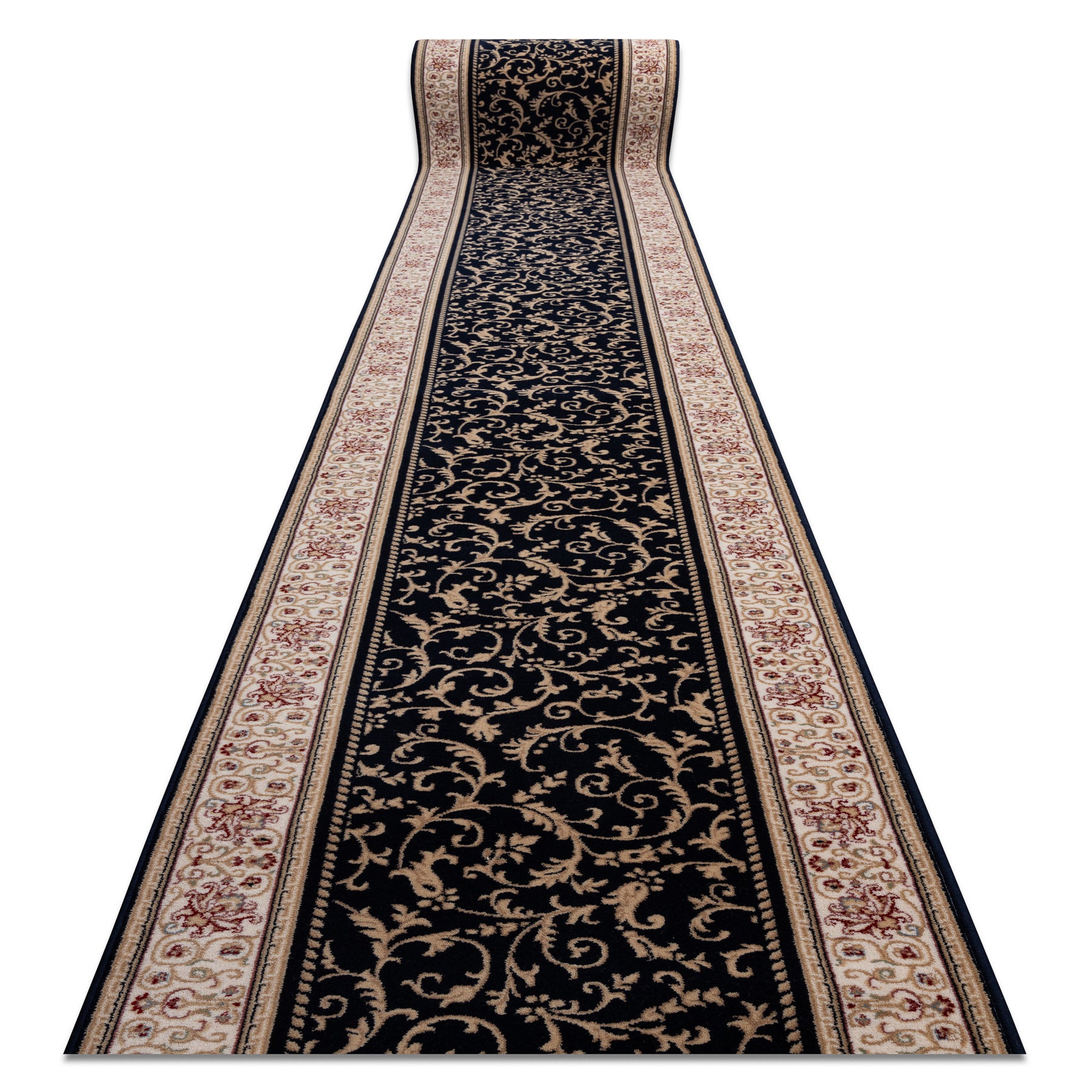 Chodnik NAIN wełniany Ornament 2904 51011 beż / granat 80cm 80x1250 cm