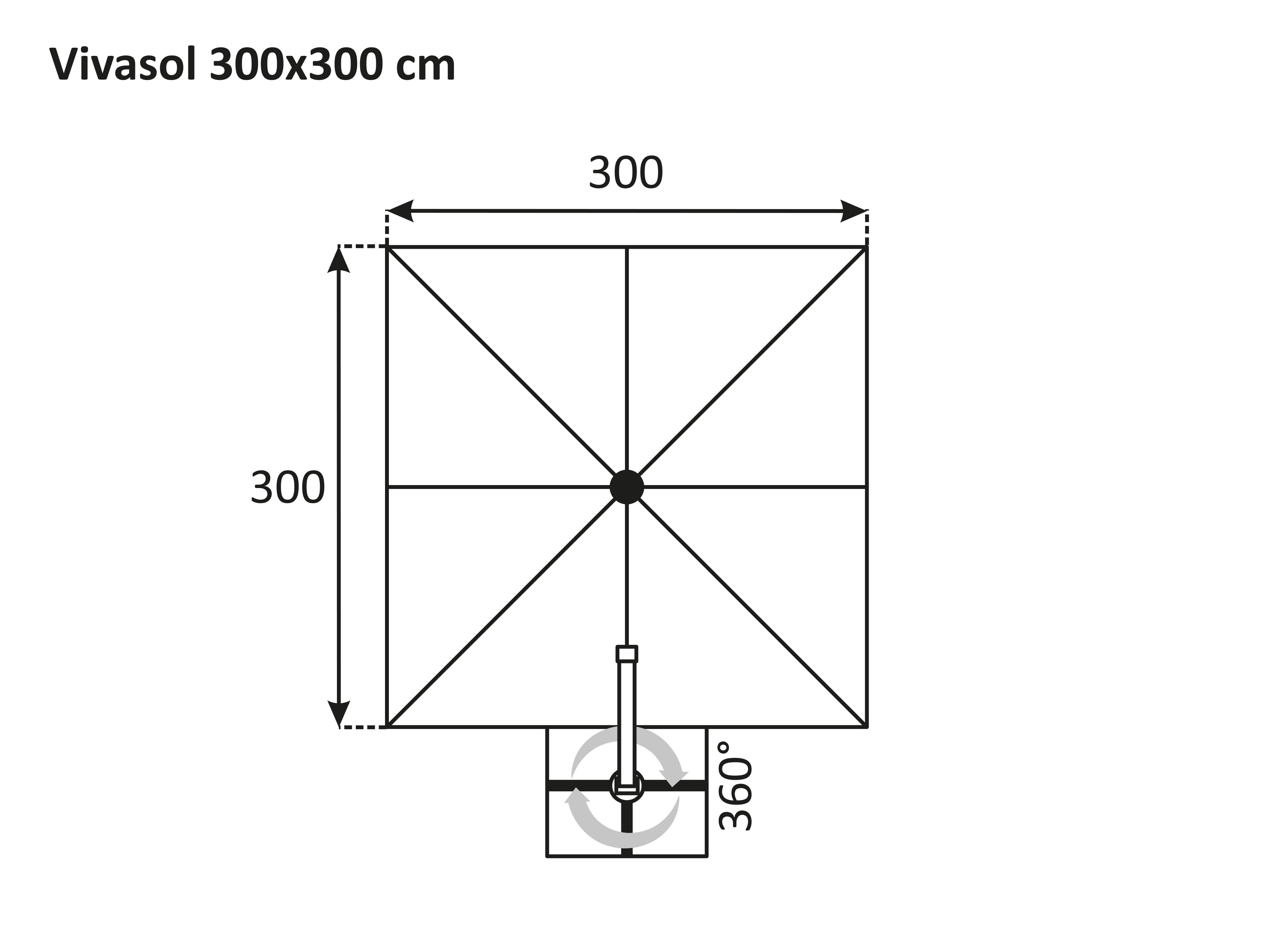 Parasol déporté Schneider Vivasol naturel, 300 x 300 cm – rotatif 360°, inclinable, avec housse et support pour dalles - 8