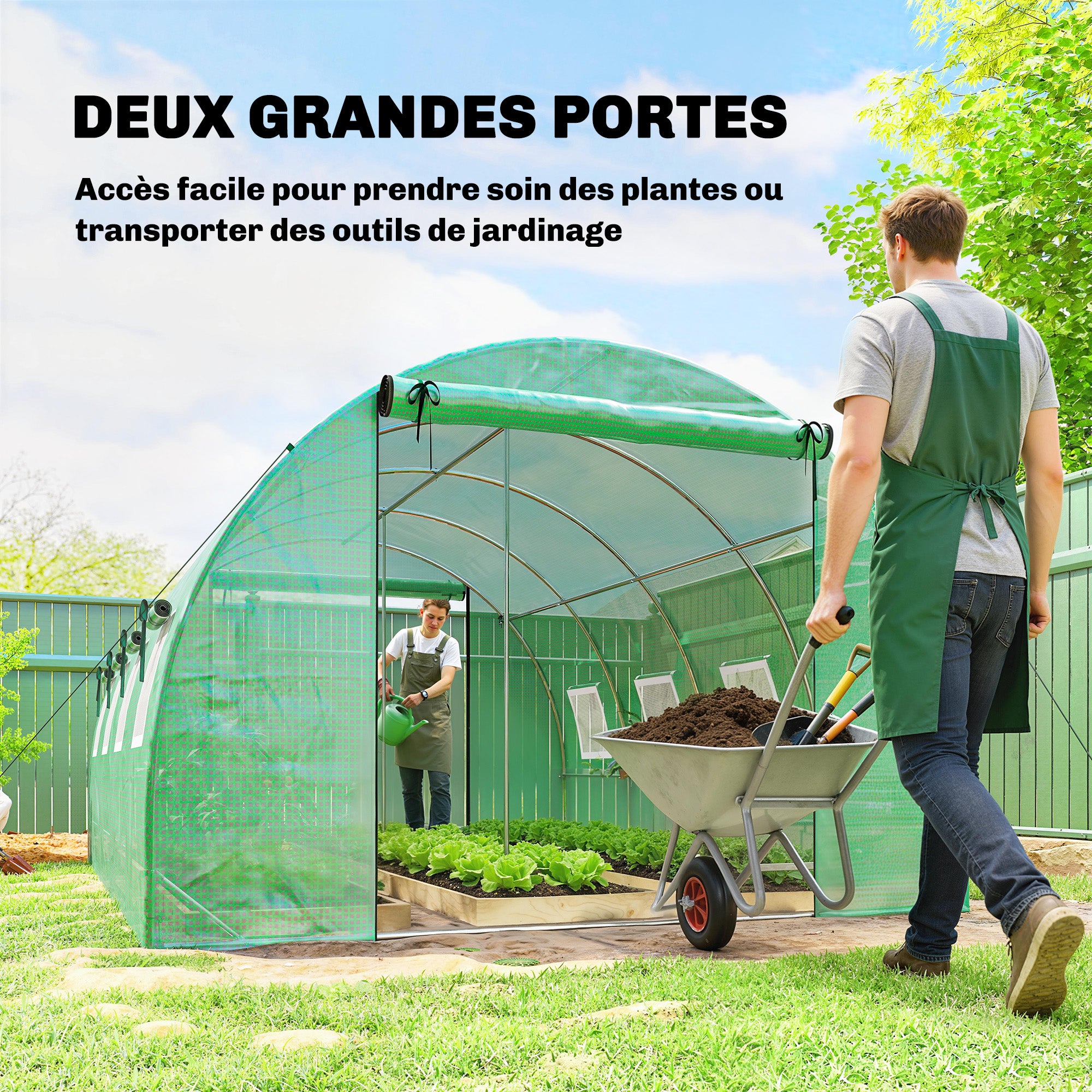 Serre tunnel de jardin PE Outsunny - 6