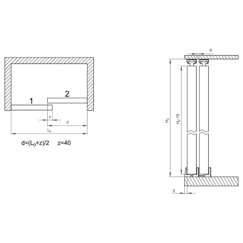 Système coulissant SLID'UP 100 pour 2 portes de placard - rail 1,8 m - 9 kg - 6