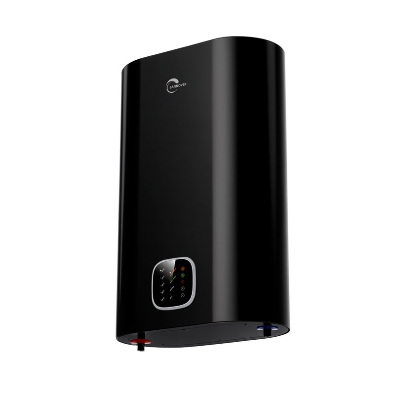 Elektryczny podgrzewacz wody Kimoro Czarny Sannover 100 litrów, płaski, montowany na ścianie, z wieloma pozycjami