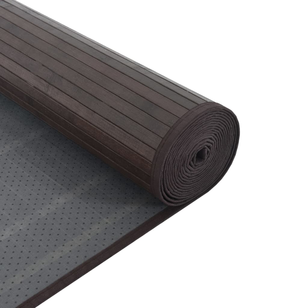 Tapis rectangulaire marron foncé 100x200 bambou - 5