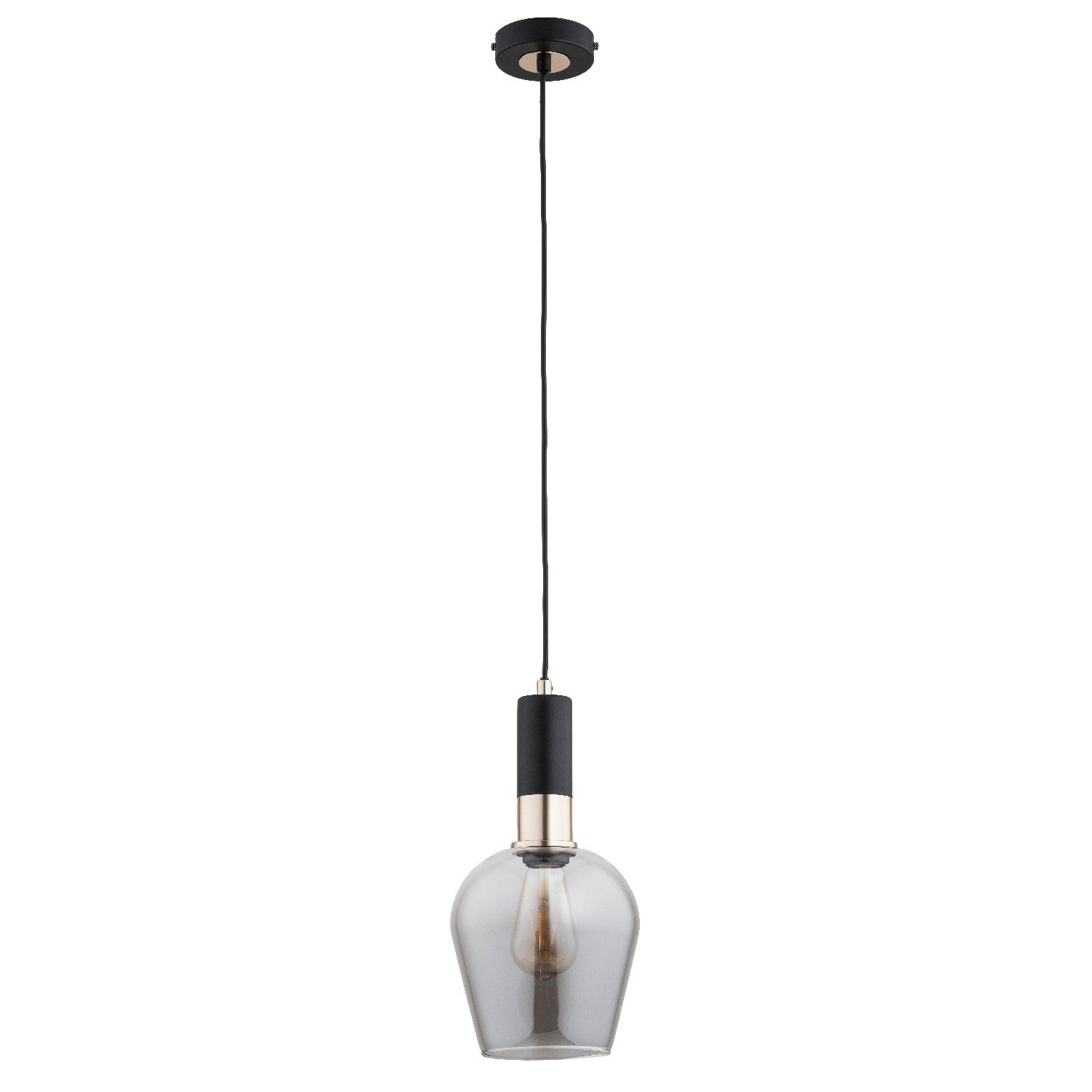 Lampa wisząca Garda czarno-złota-dymiona 1xE27x15W wym: 90 x 14 x 14 cm metal Alfa