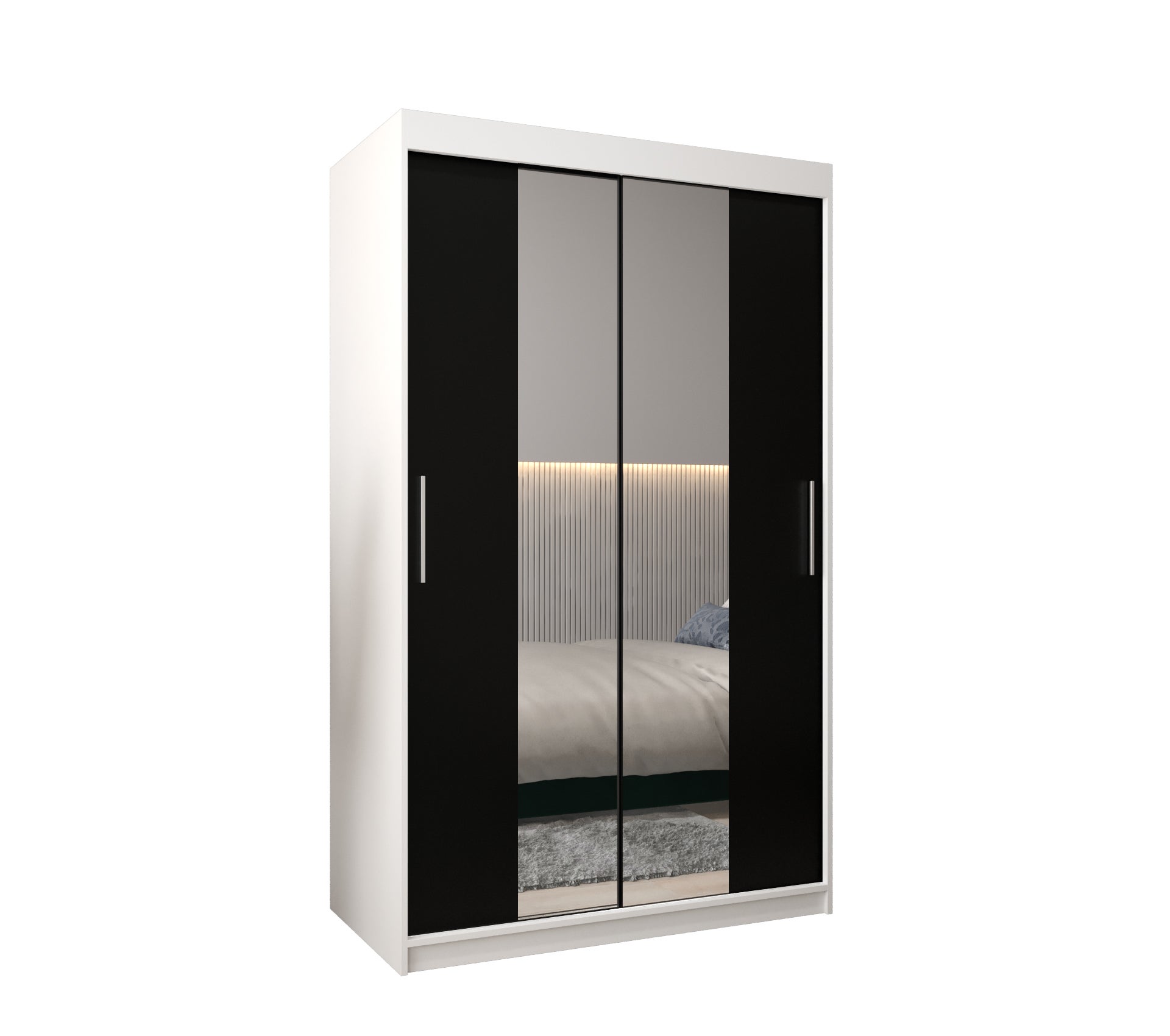 Szafa przesuwna garderoba TOKYO 1 120 x 62 x 200 cm Biały + Czarny - Abiks Meble