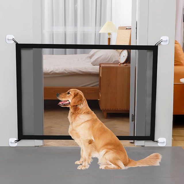 Barrière Pour Chien Extra Large Et Durable Pour Animal Domestique Facile à Traverser Avec Porte Pour Animaux De Compagnie, Convient Aux Ouvertures De 74,9 à 102,9 Cm, Montée Par Pression, Blanche