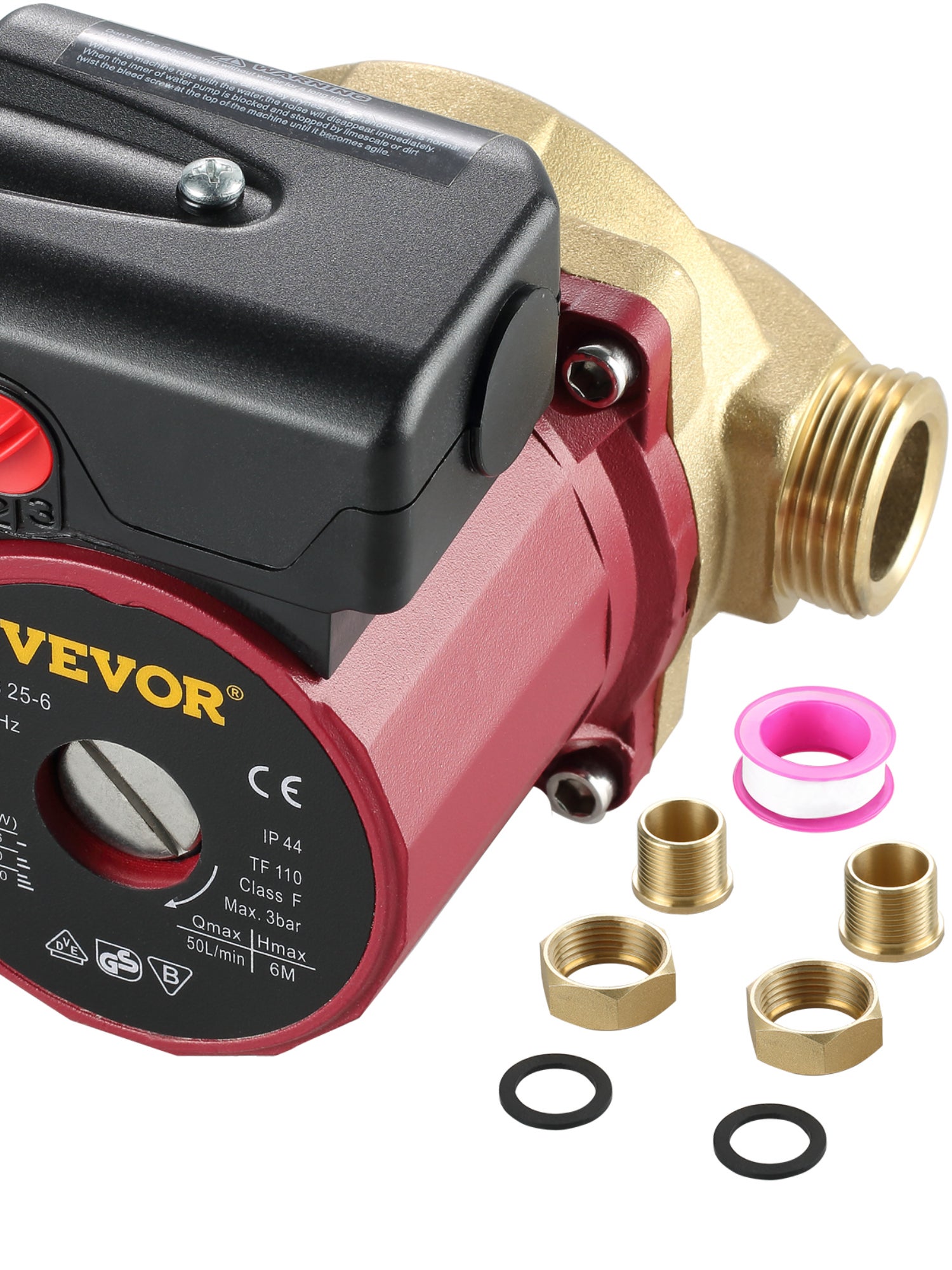 Bomba de circulación 50 L/min SucceBuy, altura 6 m, 3 velocidades, hierro/latón 220 V para ACS, caldera, suelo radiante y solar - 3