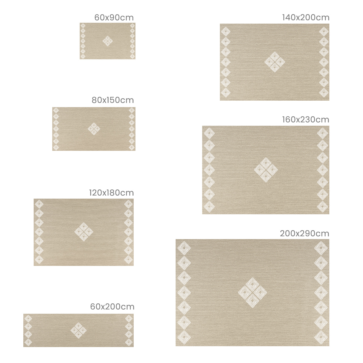 Tapis vinyle tressé Premium de Haute Qualité Tapis de chambre Lavable antidérapant et résistant Deblon Ethnique Blanc 200x290 cm - 5