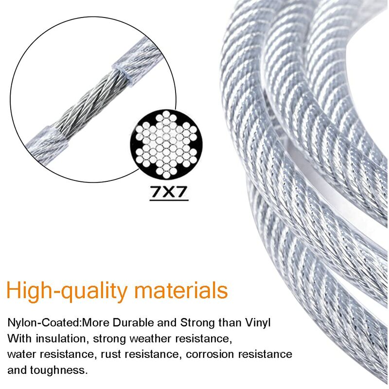 30m Kit de Corde Câble en Acier Inoxydable, Cable Métallique, Câble INOX avec Tendeur et Crochets pour Suspension Lumineuse,Plante grimpante - 3